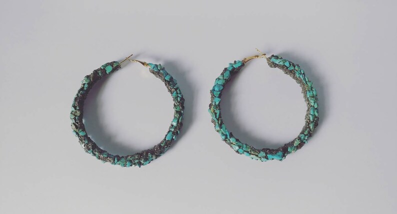 Maxi Turquoise Hoop Earrings