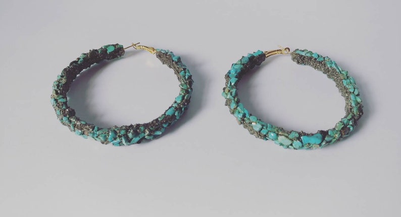 Maxi Turquoise Hoop Earrings