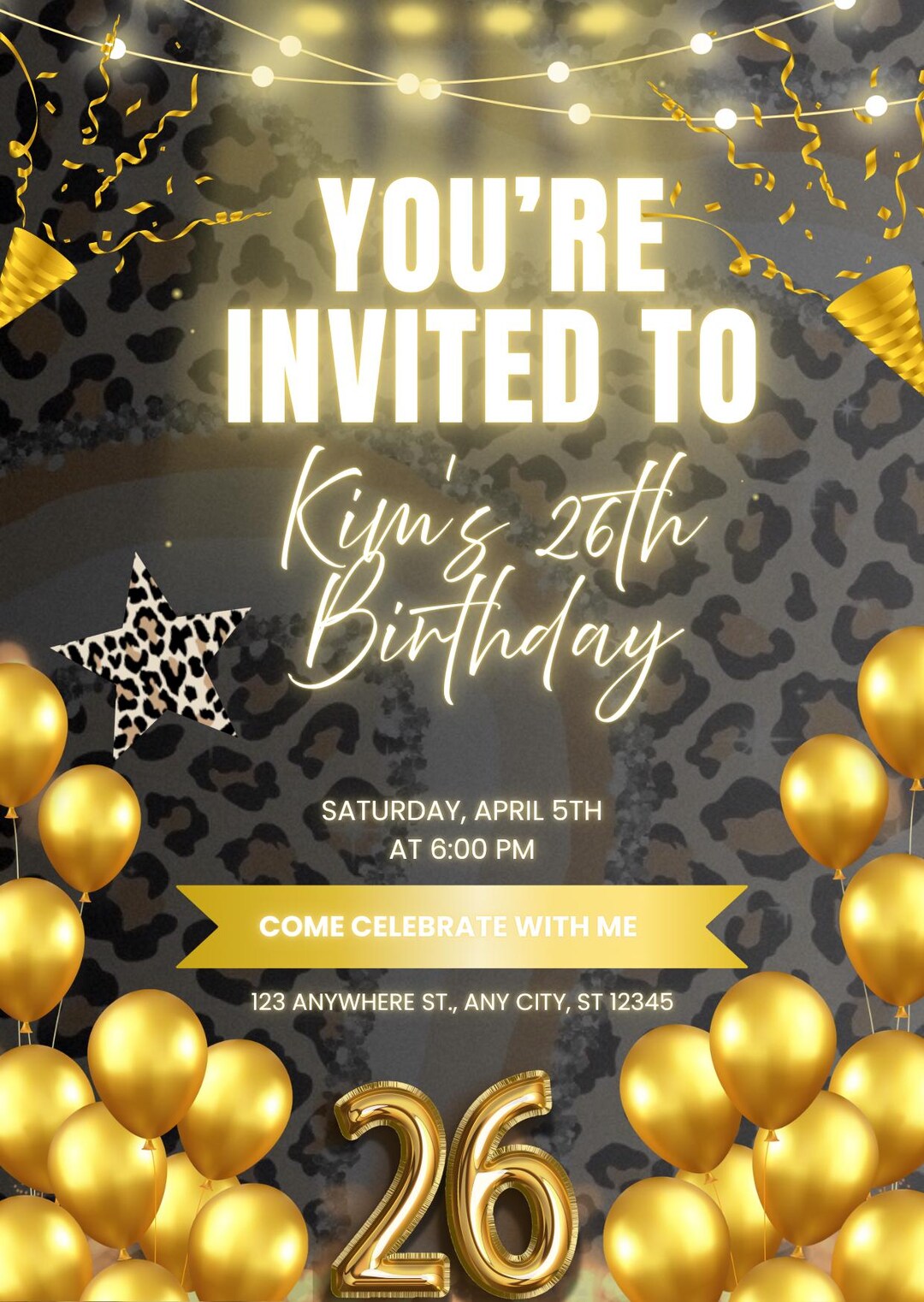 Editable Party Invitation Template, Canva Event Invite, Custom ...
