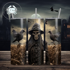 Halloween Skeleton Scarecrow 20oz Tumbler Wrap (Digital Download PNG)