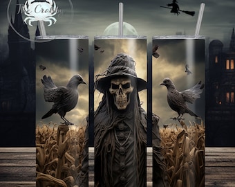 Halloween Skeleton Scarecrow 20oz Tumbler Wrap (Digital Download PNG)
