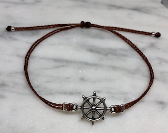 ship wheel bracelet, string bracelet, adjustable bracelet, charm bracelet, simple bracelet, custom bracelet, gifts for her, bridesmaid gifts