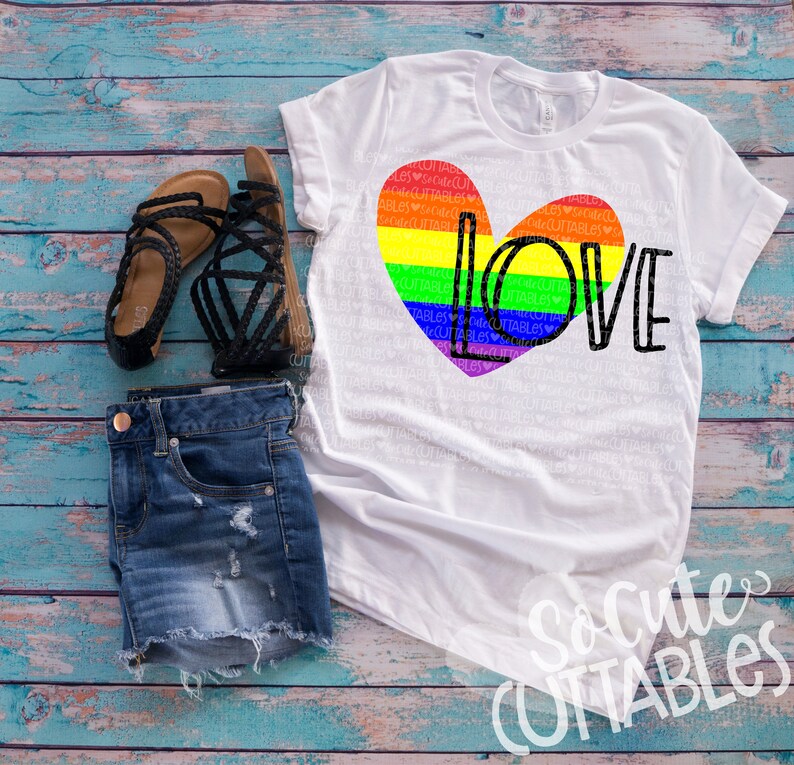 Love Rainbow Heart Svg Gay Pride Valentine S Day Clipart Socutecuttables Rainbow Hearts Svg Valentines Day Svg Valentine S Day