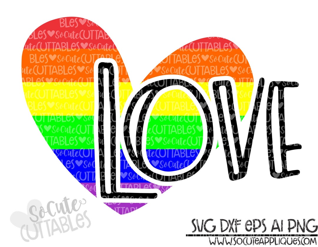 Valentine's Day Love Rainbow Heart SVG Valentines Day - Etsy