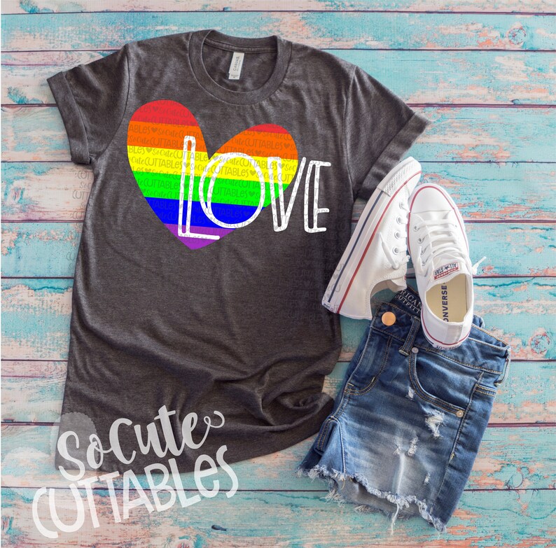 Love Rainbow Heart Svg Gay Pride Valentine S Day Clipart Socutecuttables Rainbow Hearts Svg Valentines Day Svg Valentine S Day