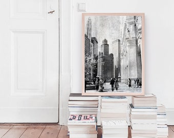 Chicago Print: Michigan Avenue Black and White Cityscape