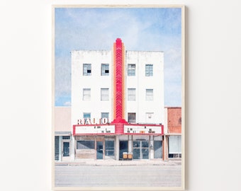 Vintage bioscoopfoto: nostalgische art-decoprint, Texas, oud theater,