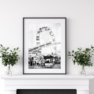 Pacific Park Boardwalk, Black and White Art,  Ride The Wheel, Santa Monica, California, Ferris Wheel, Santa Monica Pier