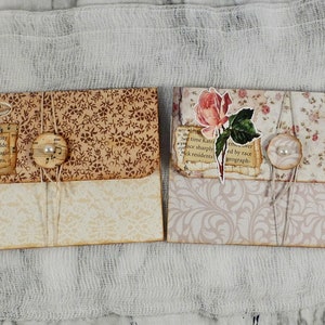 Junk Journal Envelope pocket folder, Ephemera, scrapbooking, journaling, junk mail, pen pal, flowers, roses, mushrooms