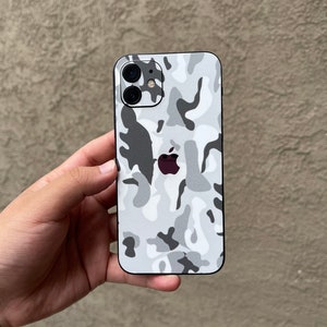 White Camo iPhone 15 Pro/ Max Skin, iPhone 14, 14 pro/ Plus, iPhone 13, 12 Pro Max Skin, iPhone 11, XR; Phone Skin, iPhone Skin