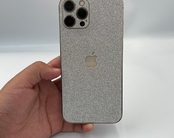 3D Silver Glitter iPhone 15 Pro/ Max Skin, iPhone 14, 14 pro/ Plus, iPhone 13, 12 Pro Max Skin, iPhone 11, XR; Phone Skin, iPhone Skin