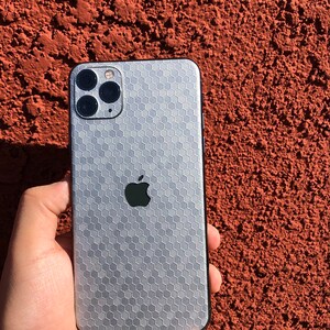 Silver Honeycomb iPhone 15 Pro/ Max Skin, iPhone 14, 14 pro/ Plus, iPhone 13, 12 Pro Max Skin, iPhone 11, XR; Phone Skin, iPhone Skin