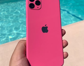 Glossy Pink iPhone 15 Pro/ Max Skin, iPhone 14, 14 pro/ Plus, iPhone 13, 12 Pro Max Skin, iPhone 11, XR; Phone Skin, iPhone Skin