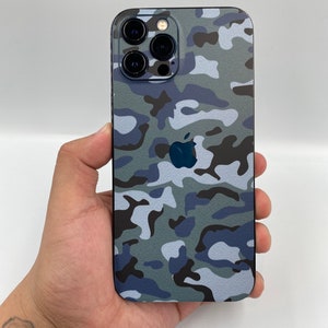Navy Blue Camo iPhone 15 Pro/ Max Skin, iPhone 14, 14 pro/ Plus, iPhone 13, 12 Pro Max Skin, iPhone 11, XR; Phone Skin, iPhone Skin