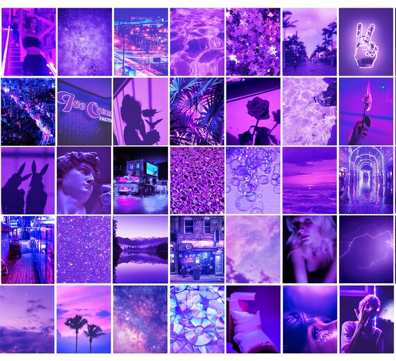 ELECTRIC 50pcs purple collage kit / Printable Purple wall | Etsy