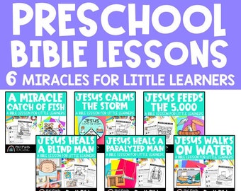 Miracles of Jesus, 6 Preschool and Kindergarten Bible Lessons for Sunday School, Printable Crafts