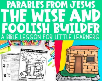 The Parable of the Wise and Foolish Builder Printable Bible Craft and Lesson for Preschool, Sunday School, Children's Church