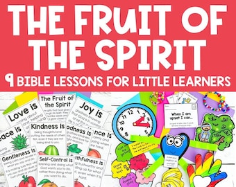 Fruit of the Spirit Bible Lesson for Kids, 9 Printable Bible Crafts and Lessons for Preschool and Kindergarten Kids, Sunday School, VBS