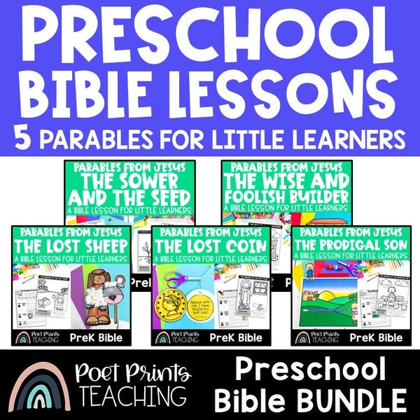 Parables of Jesus, 5 Preschool and Kindergarten Bible Lessons for Sunday School, Printable Crafts