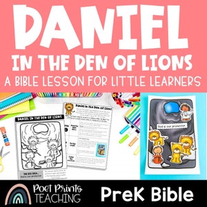 Lección bíblica preescolar de Daniel en el foso de los leones, manualidad imprimible para la escuela dominical de preescolar y la iglesia infantil