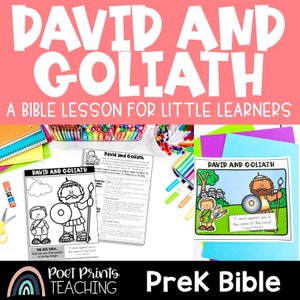 David and Goliath Preschool Bible Lesson, Printable Activities for PreK Sunday School and Children&#39;s Church