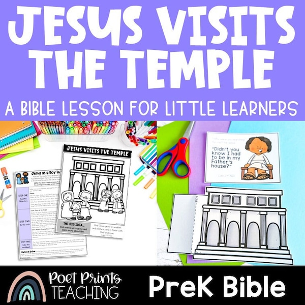Jesus Visits the Temple, Printable Bible Craft and Lesson for Preschool and Kindergarten Kids, Sunday School