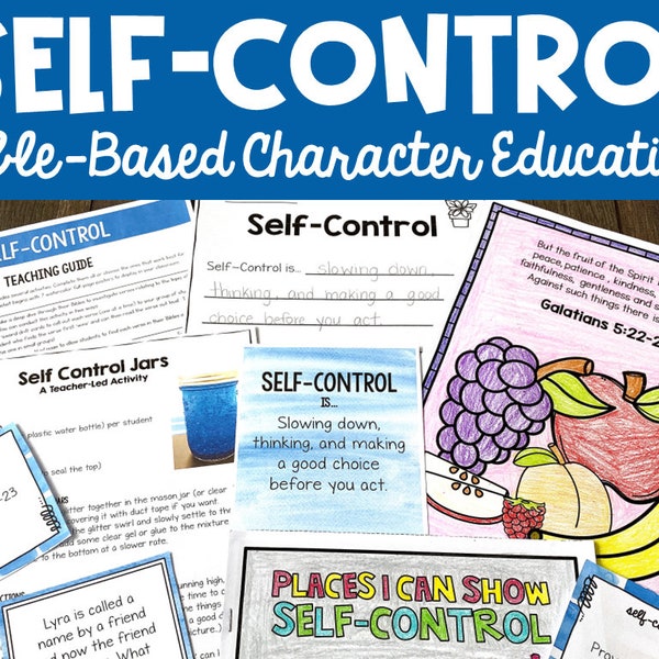 Self-Control Bible Lessons for Kids, Printable Character Education Sunday School and Homeschool Activities for Kids, Children’s Church