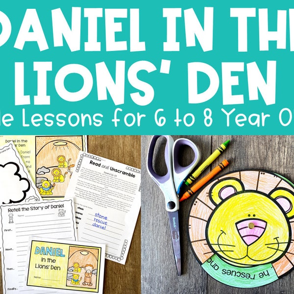 Daniel in the Lions Den Printable Bible Lesson for Kids, Sunday School Activity, Homeschool, Children's Church