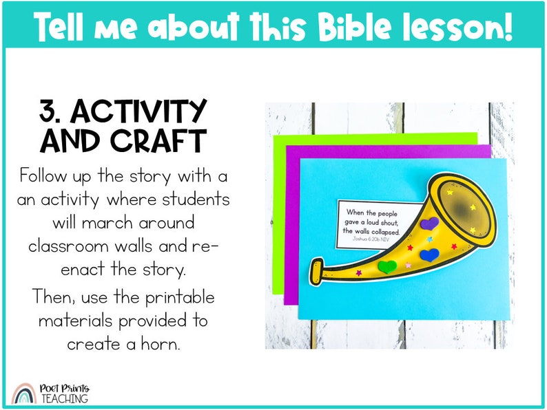 Joshua and the Battle of Jericho Preschool Bible Lesson, Printable