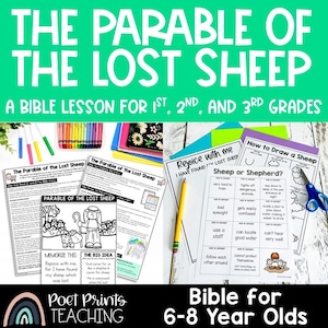 The Parable of the Lost Sheep Bible Lesson, Printable Bible Story Craft and Activity for Kids, Sunday School, Church, Parables of Jesus