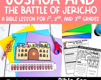 Joshua and the Battle of Jericho Old Testament Bible Lesson,  Printable Bible Story Craft and Activity for Kids, Sunday School, Church