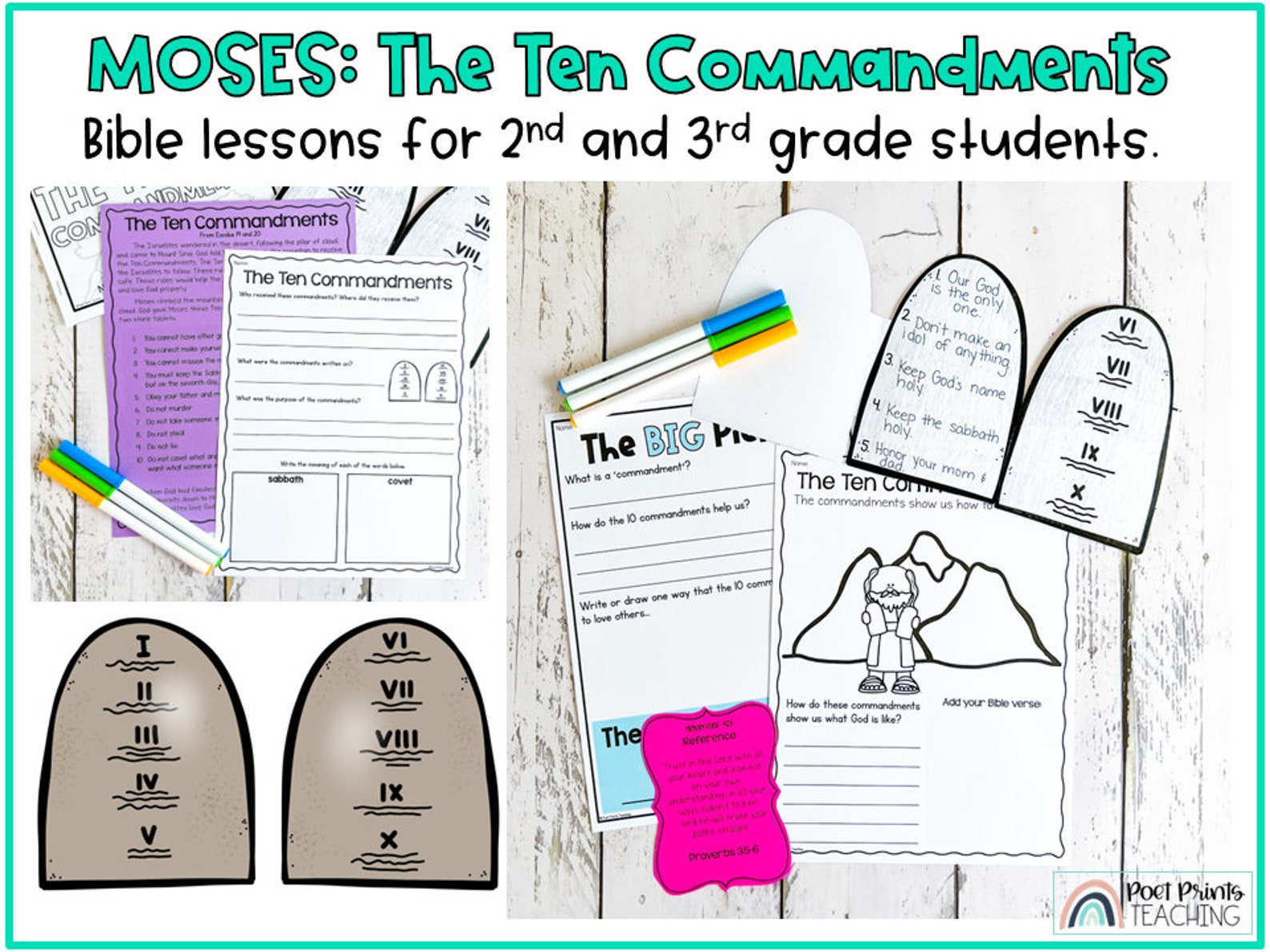 The 10 Commandments, Printable Bible Craft and Lesson for Kids, Sunday ...