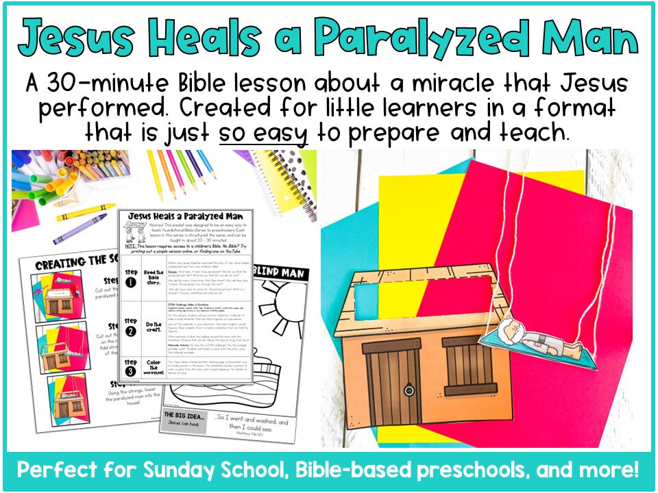 Jesus Heals a Paralyzed Man, Printable Bible Craft and Lesson About ...