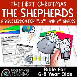 The Shepherds and Angels Christmas Bible Lesson for Kids, Printable Craft and Activity for Sunday School or Children&#39;s Church, Nativity