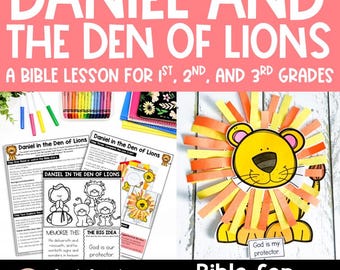 Daniel in the Lion's Den, Old Testament Bible Lesson,  Printable Bible Story Craft and Activity for Kids, Sunday School, Kids Ministry