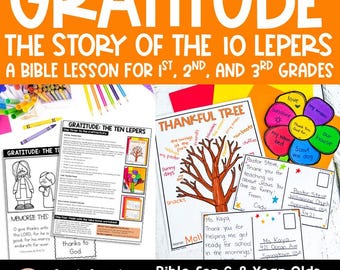 Thanksgiving Bible Lesson for Kids, Printable Bible Craft for Bigger Kids in 1st, 2nd, 3rd grades, Sunday School, Activities