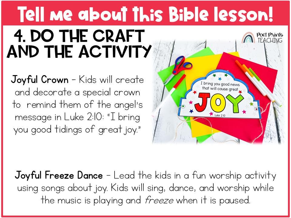 Joy, Christmas Bible Lesson for Advent, Preschool and Kindergarten (PDF ...