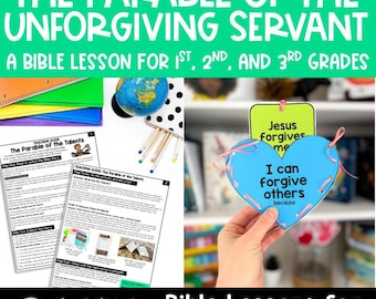 The Parable of the Unforgiving Servant (Printable PDF) Forgiveness Bible Lesson and Craft for Kids,  Sunday School