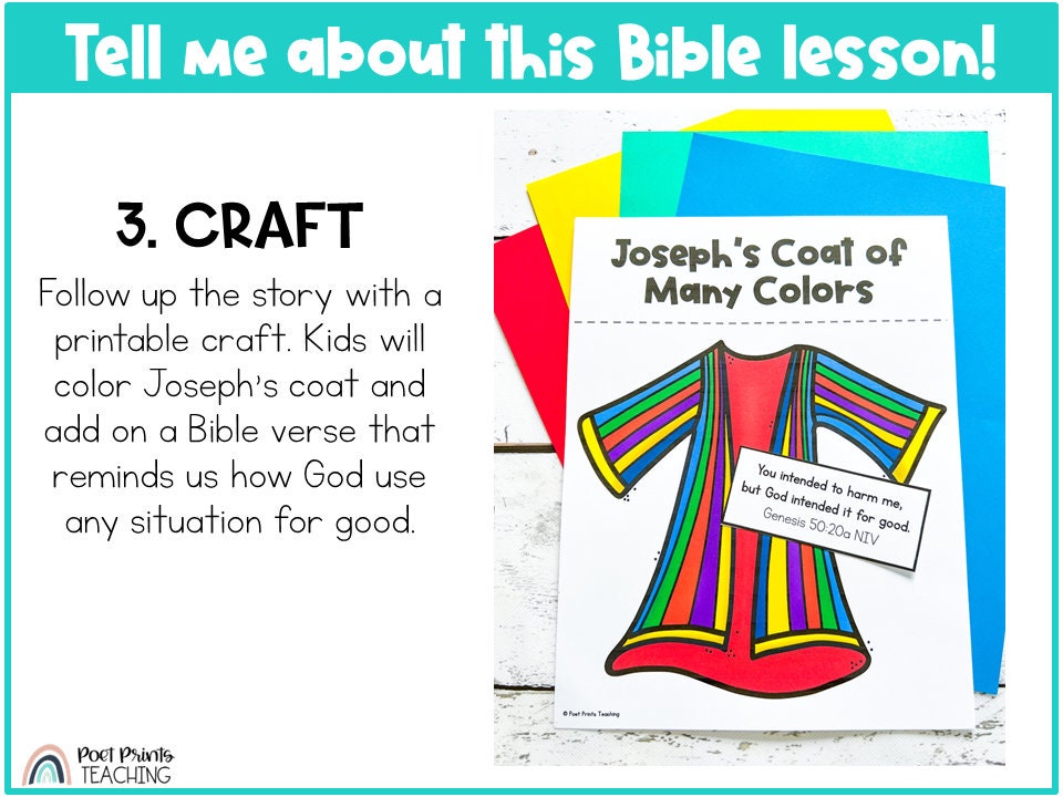 Preschool Bible Craft, Joseph's Colorful Coat, Printable Bible Lesson