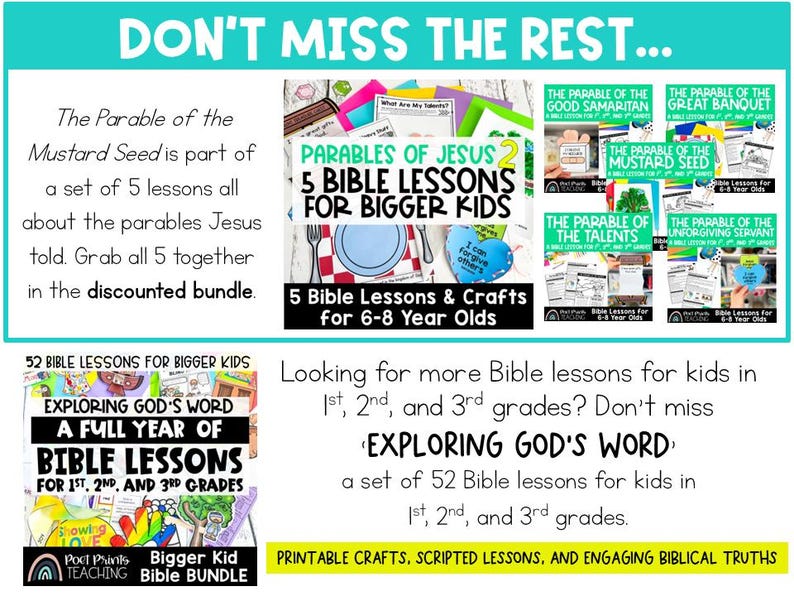 The Parable of the Mustard Seed (printable PDF) Bible Lesson and Craft ...