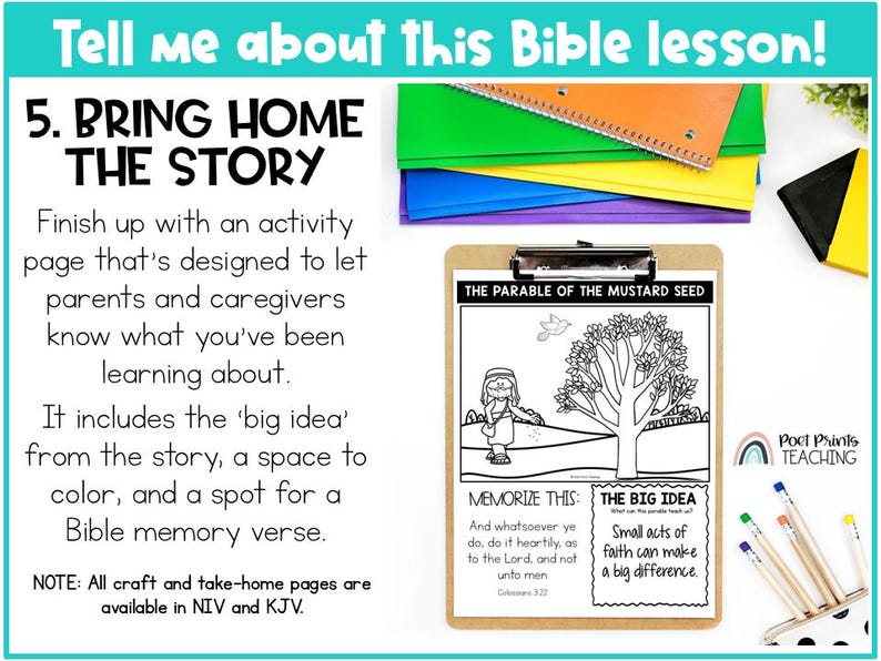 The Parable of the Mustard Seed (printable PDF) Bible Lesson and Craft ...