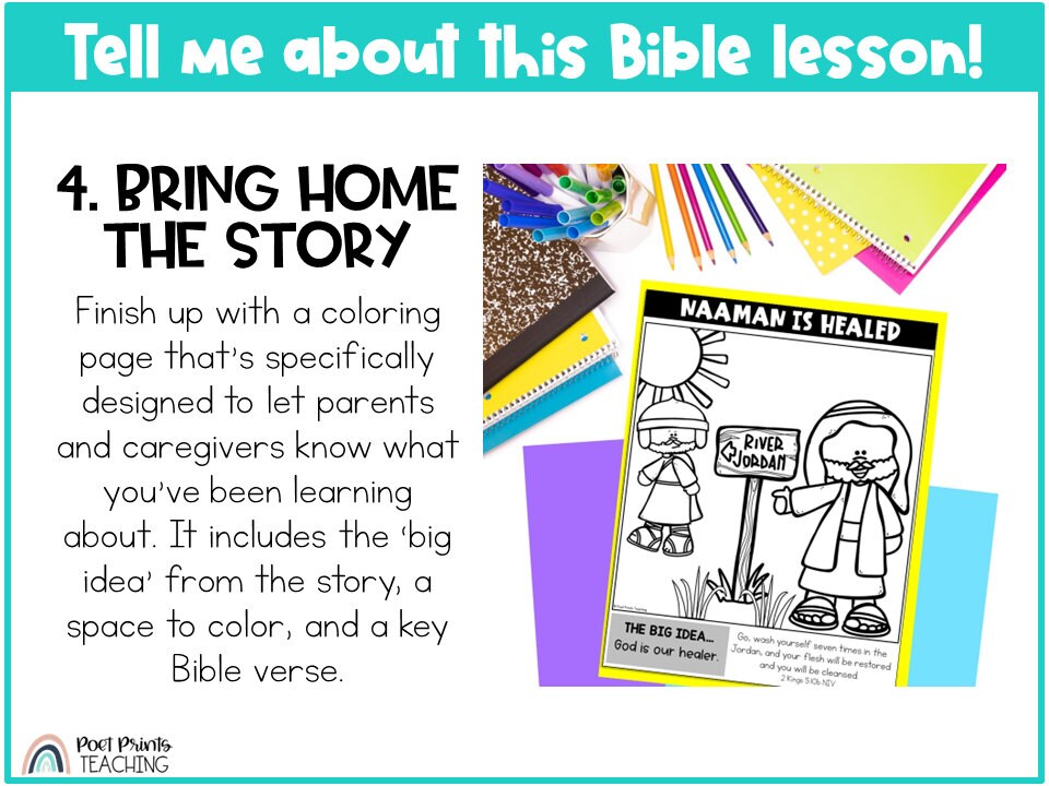 Naaman Preschool Bible Lesson, Printable Activities for Prek Sunday