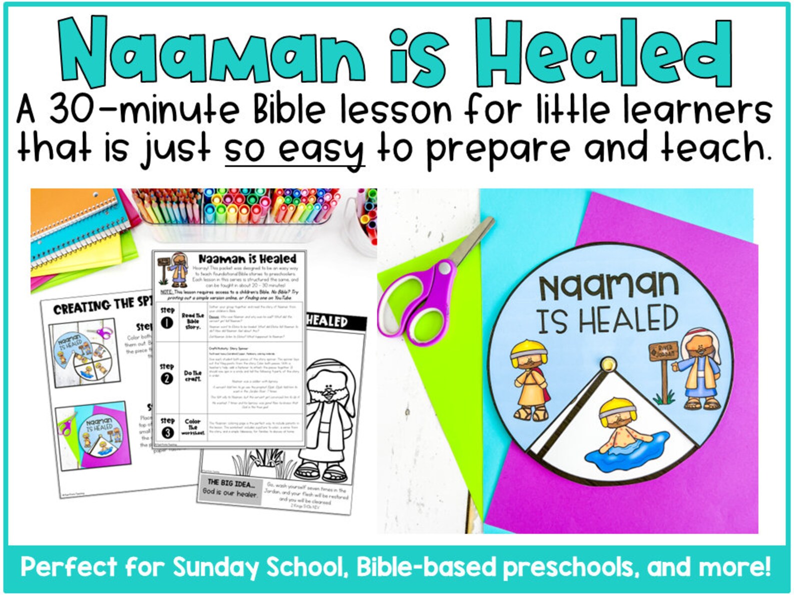 Naaman Preschool Bible Lesson, Printable Activities for Prek Sunday