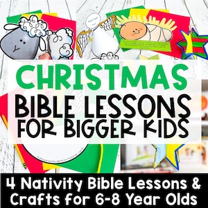 Christmas Bible Lessons for Kids, 1st, 2nd, 3rd Grades, Nativity Advent Printable Crafts and Activities for Sunday School, Children&#39;s Church