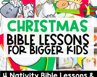 Christmas Bible Lessons for Kids, 1st, 2nd, 3rd Grades, Nativity Advent Printable Crafts and Activities for Sunday School, Children's Church
