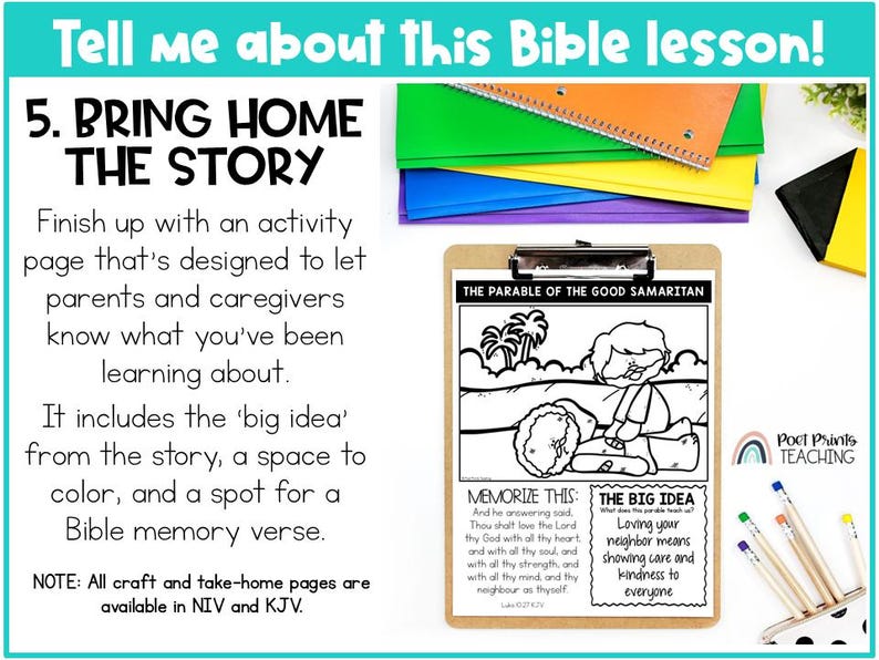 The Parable of the Good Samaritan (printable PDF) Bible Lesson and ...