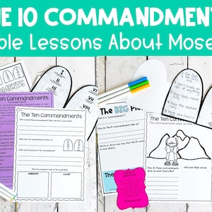 The 10 Commandments, Printable Bible Craft and Lesson for Kids, Sunday School Activity, Children&#39;s Church, Homeschool