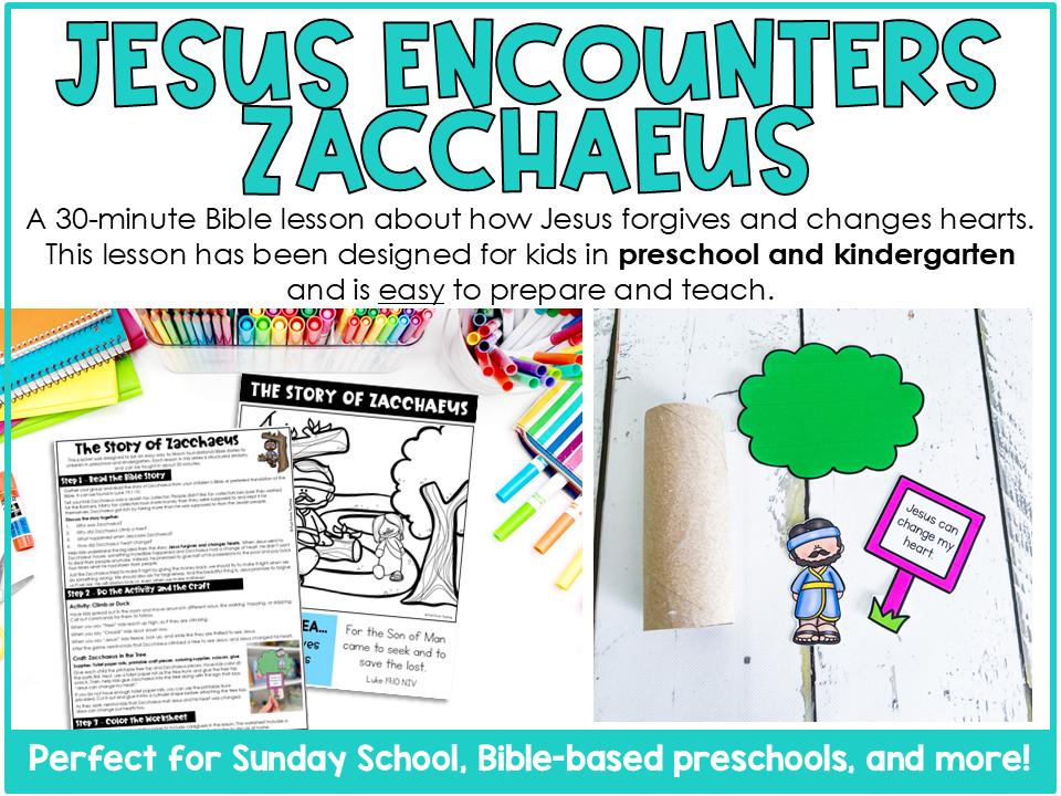 Zacchaeus Bible Lesson for Preschool (PDF Download), Printable Craft ...