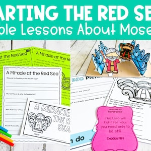 Moses Parts the Red Sea, Printable Bible Craft and Lesson for Kids, Sunday School Activity, Children&#39;s Church, Homeschool