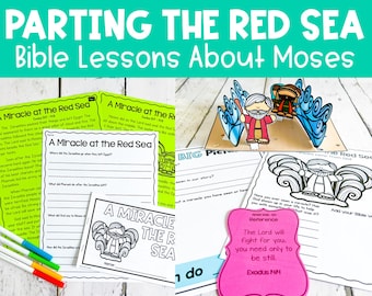 Moses Parts the Red Sea, Printable Bible Craft and Lesson for Kids, Sunday School Activity, Children's Church, Homeschool